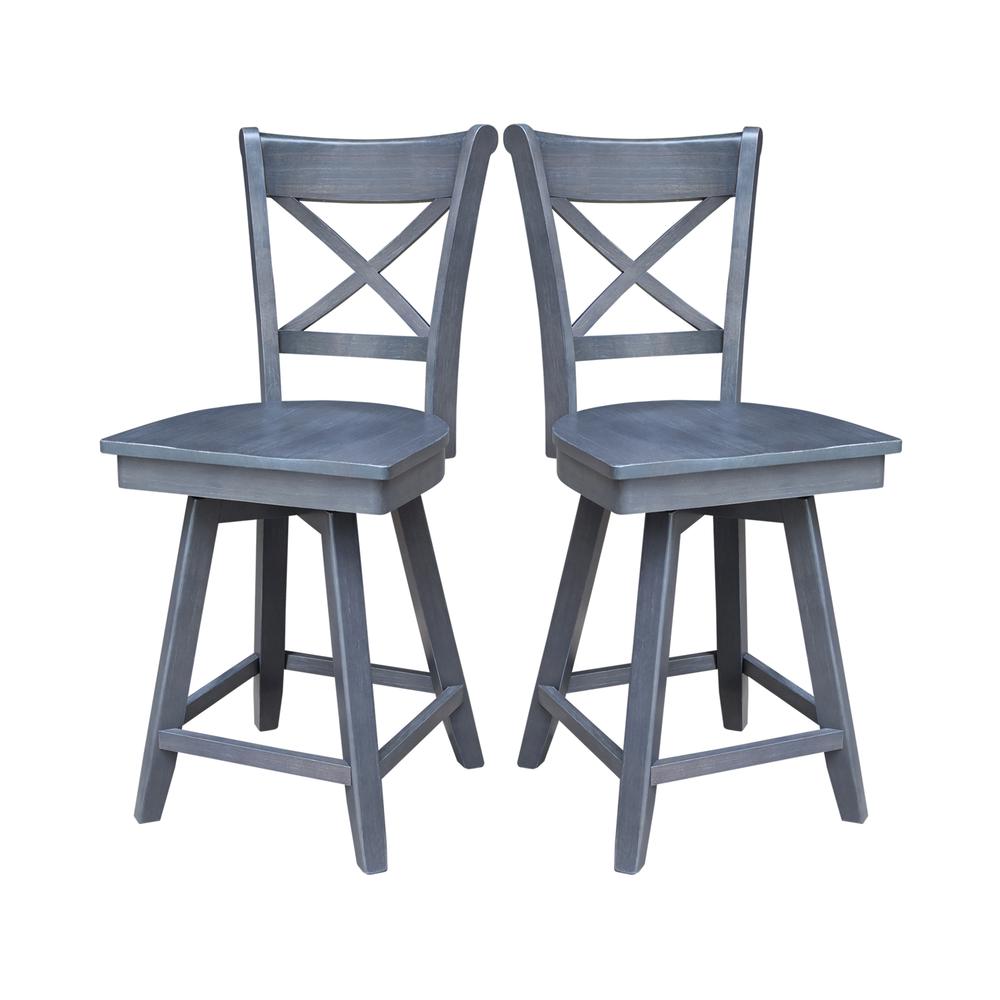 Charlotte Counter Height Stool with 24 in. H Swivel Seat in Heather Gray. Picture 8