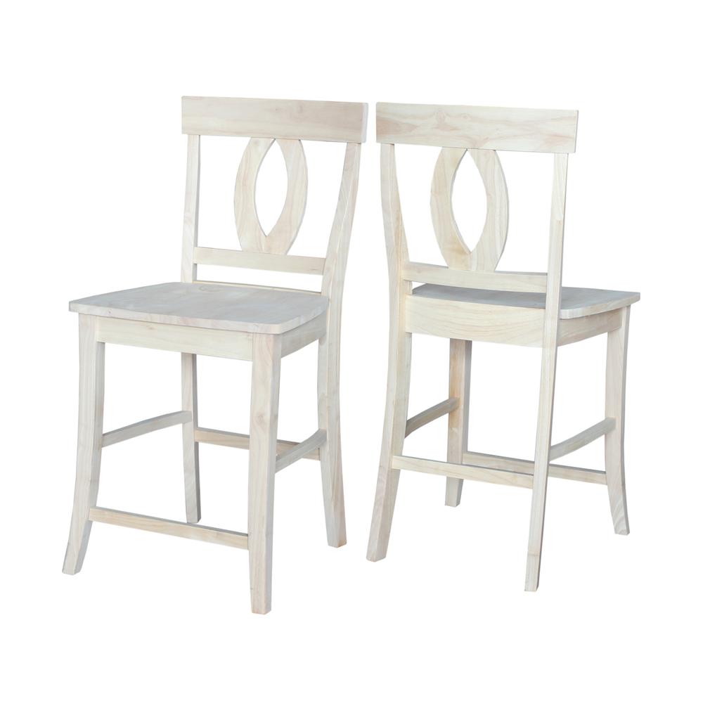 Verona Counter height Stool - 24" Seat Height, Unfinished. Picture 2