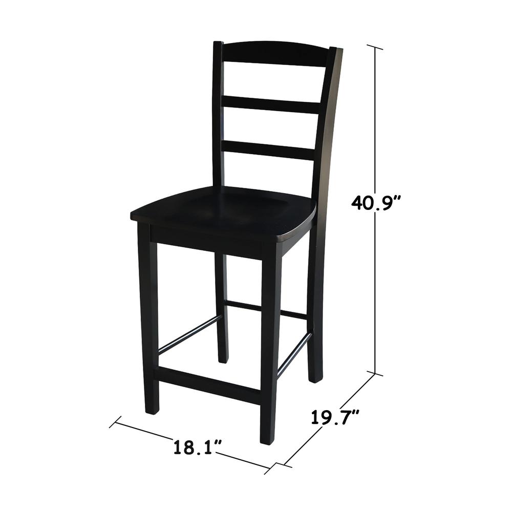 Madrid Counter height Stool - 24" Seat Height, Black. Picture 9