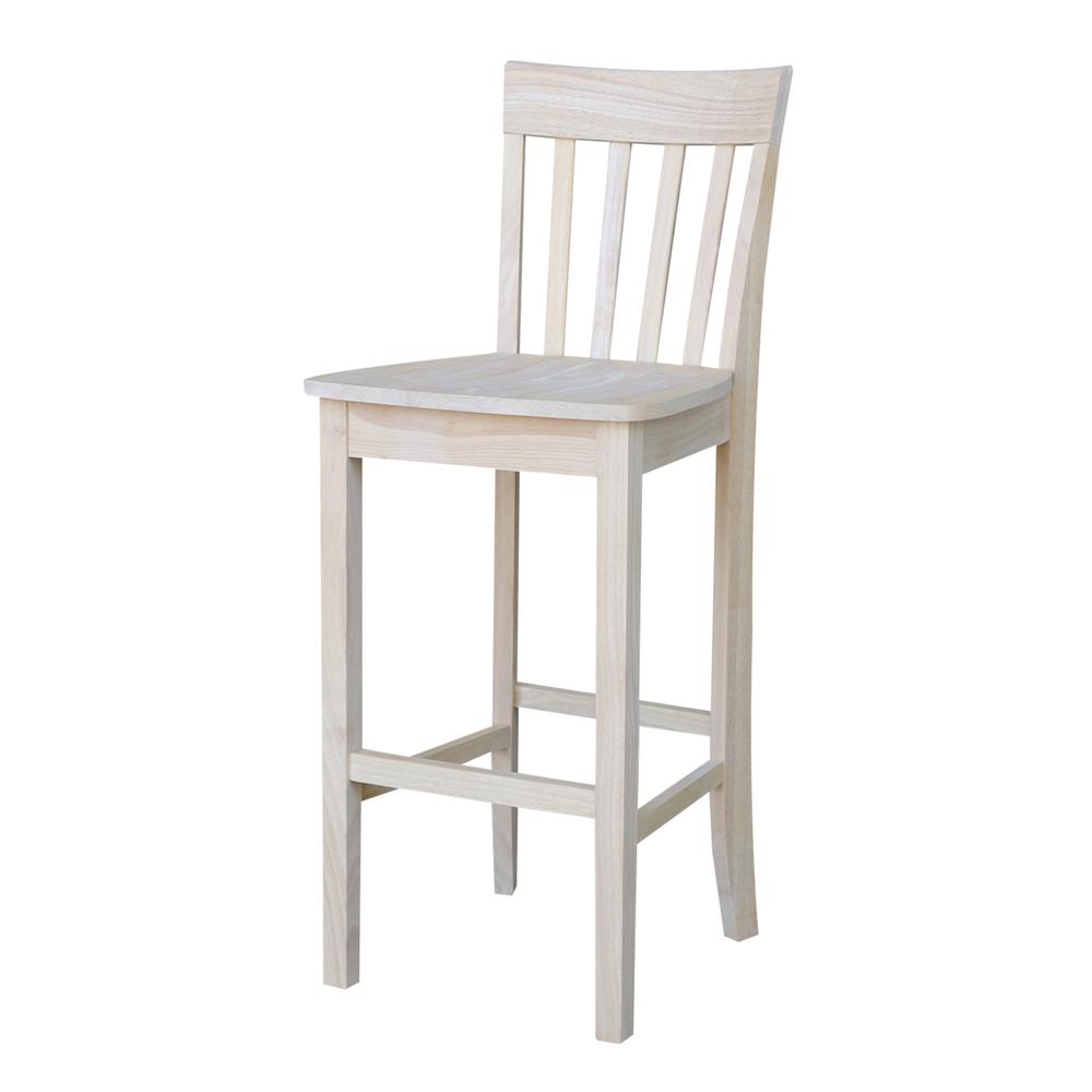 Slatback Bar height Stool - 30" Seat Height, Unfinished. Picture 1