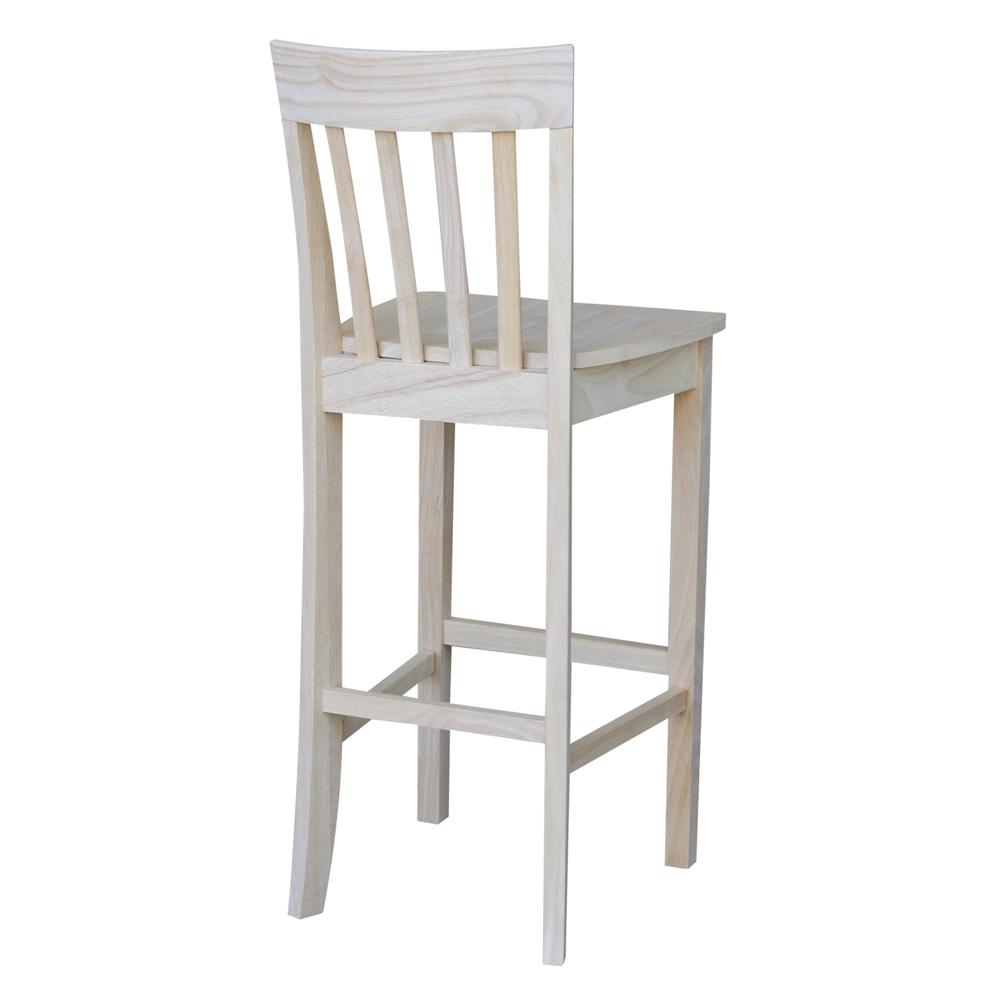 Slatback Bar height Stool - 30" Seat Height, Unfinished. Picture 6