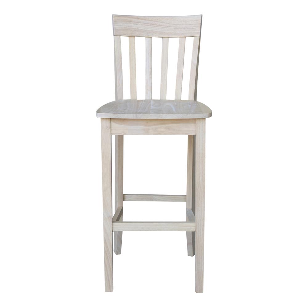 Slatback Bar height Stool - 30" Seat Height, Unfinished. Picture 2