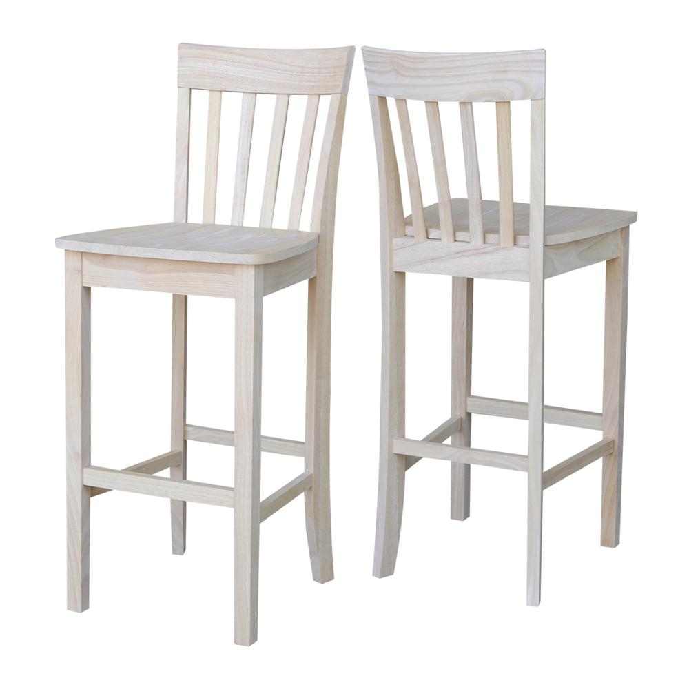 Slatback Bar height Stool - 30" Seat Height, Unfinished. Picture 7
