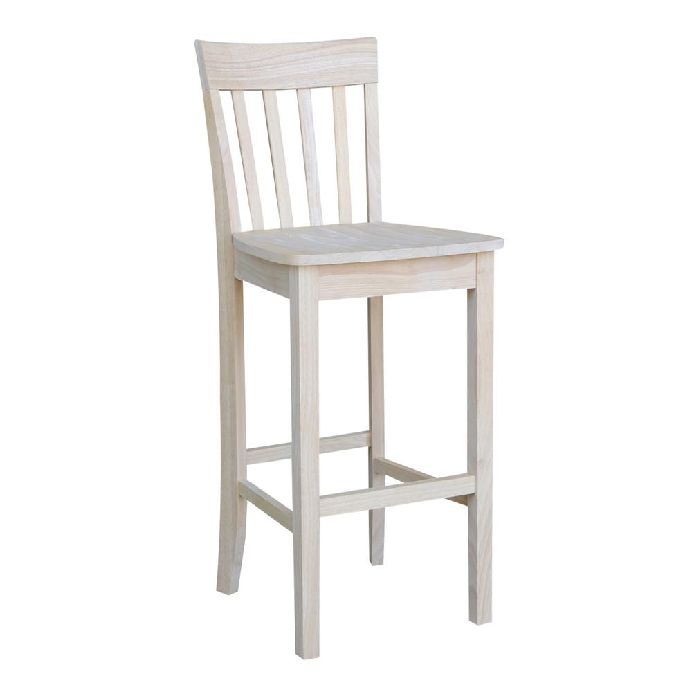 Slatback Bar height Stool - 30" Seat Height, Unfinished. Picture 3