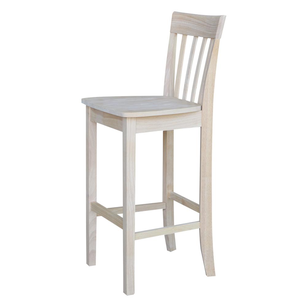 Slatback Bar height Stool - 30" Seat Height, Unfinished. Picture 4