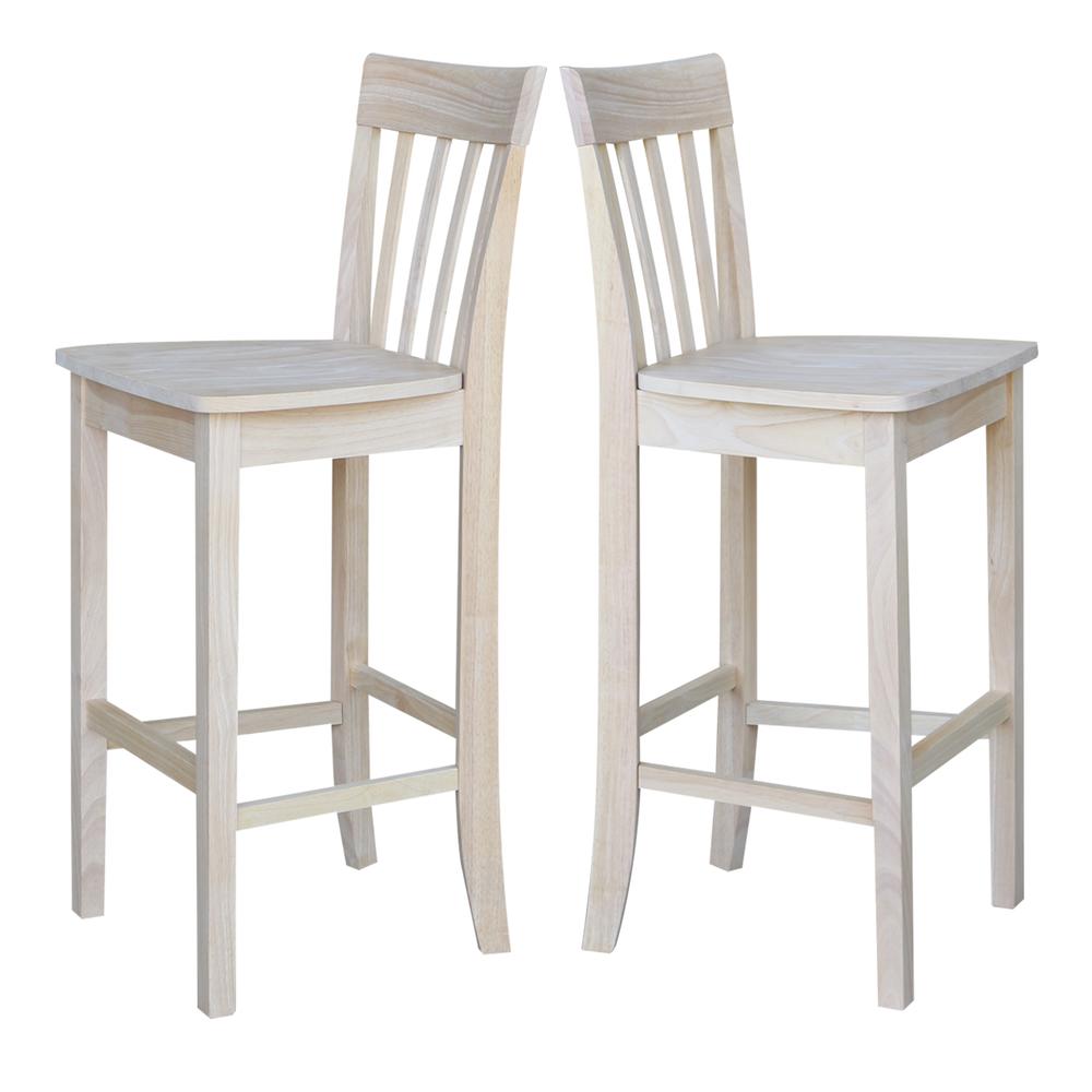 Slatback Bar height Stool - 30" Seat Height, Unfinished. Picture 8