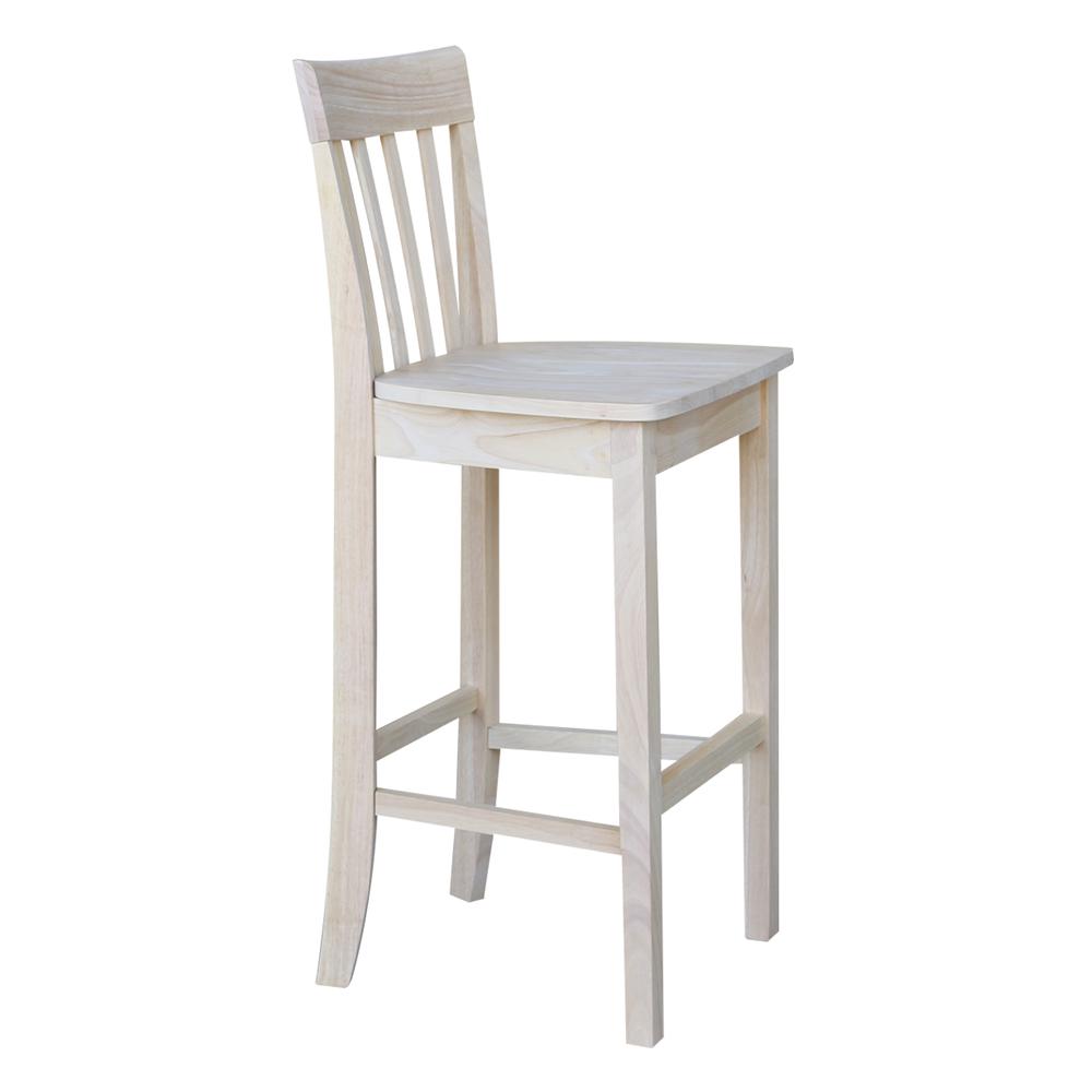 Slatback Bar height Stool - 30" Seat Height, Unfinished. Picture 5