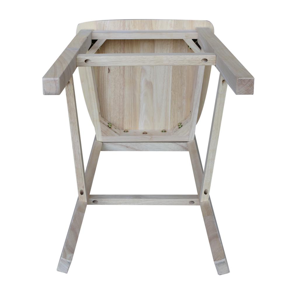 Slatback Bar height Stool - 30" Seat Height, Unfinished. Picture 10