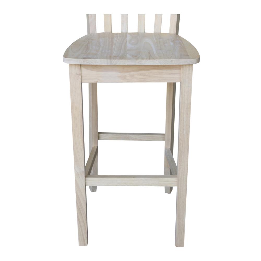 Slatback Bar height Stool - 30" Seat Height, Unfinished. Picture 9