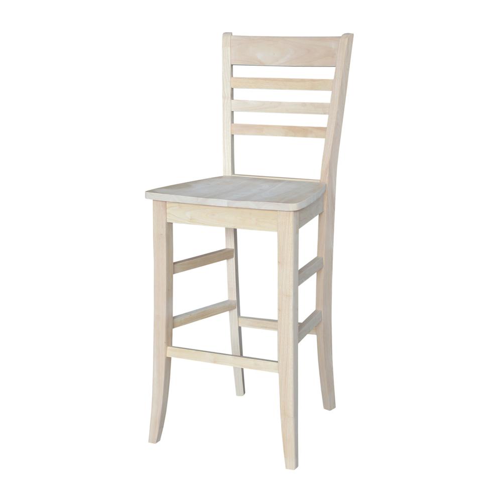 Roma Bar height Stool - 30" Seat Height, Unfinished. Picture 1