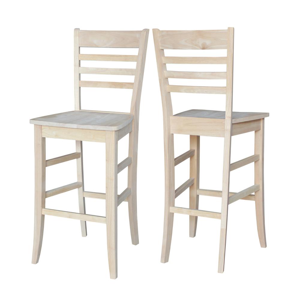 Roma Bar height Stool - 30" Seat Height, Unfinished. Picture 2