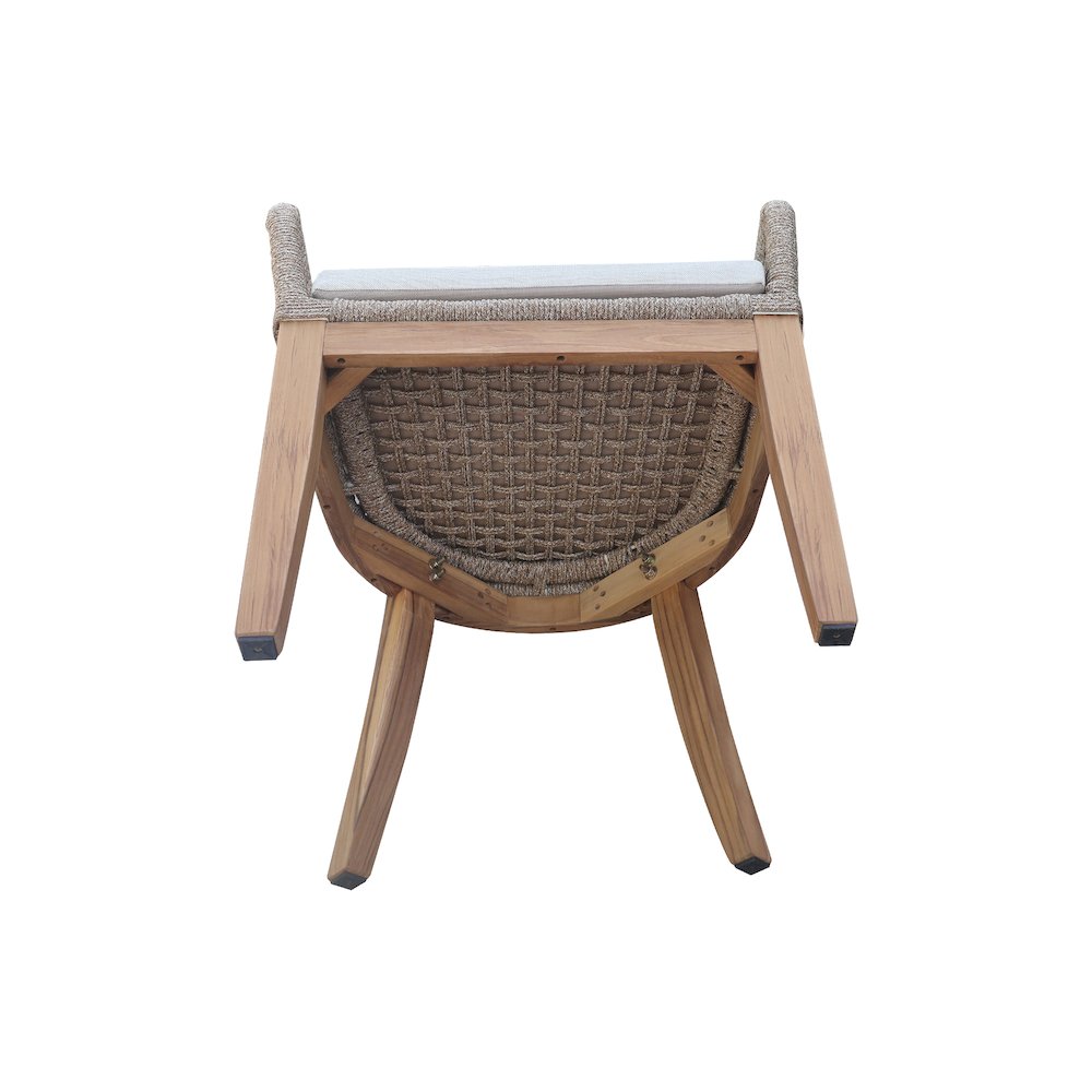 Outdoor 7 Piece Teak Patio Furniture Set with a Table and 6 Chairs,Natural/White. Picture 6