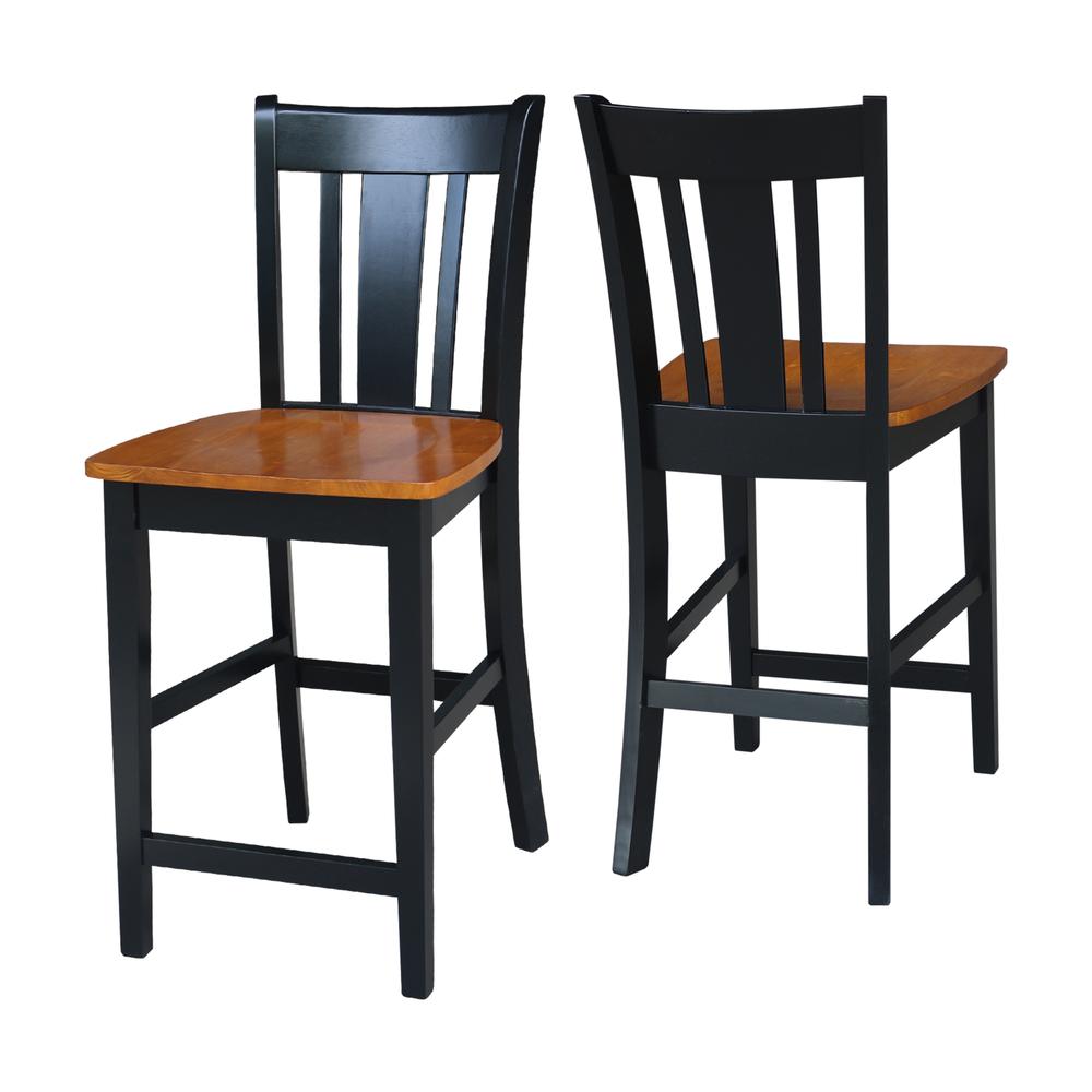 San Remo Counter height Stool - 24" Seat Height, Black/Cherry. Picture 4