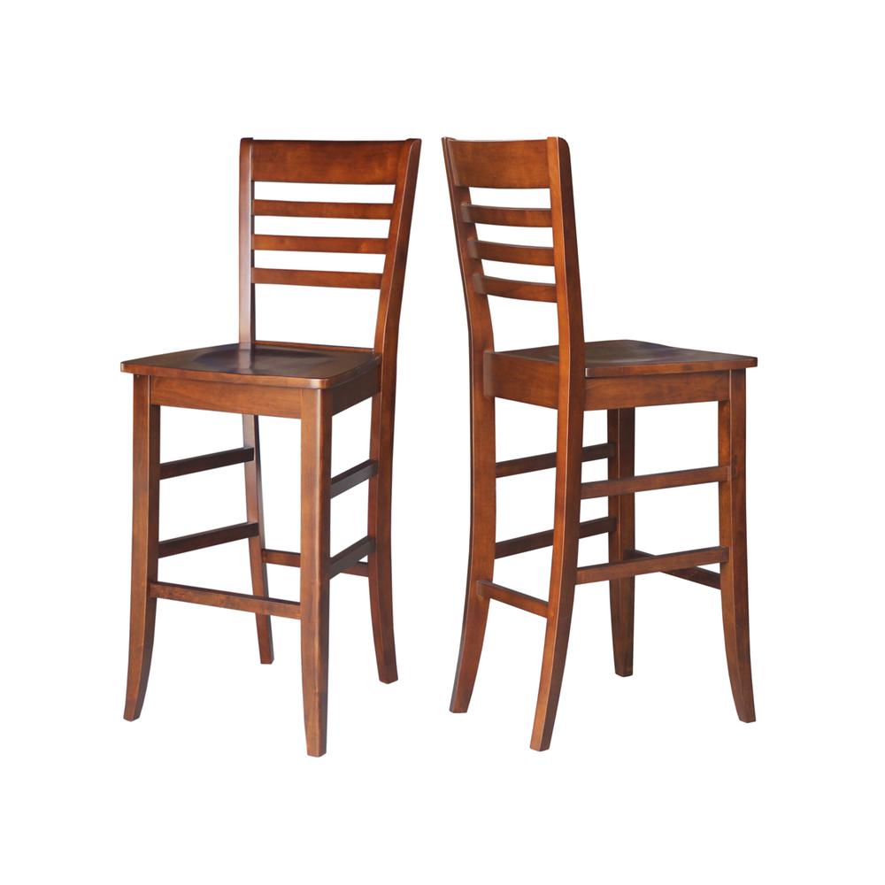 Roma Bar height Stool - 30" Seat Height, Espresso. Picture 2