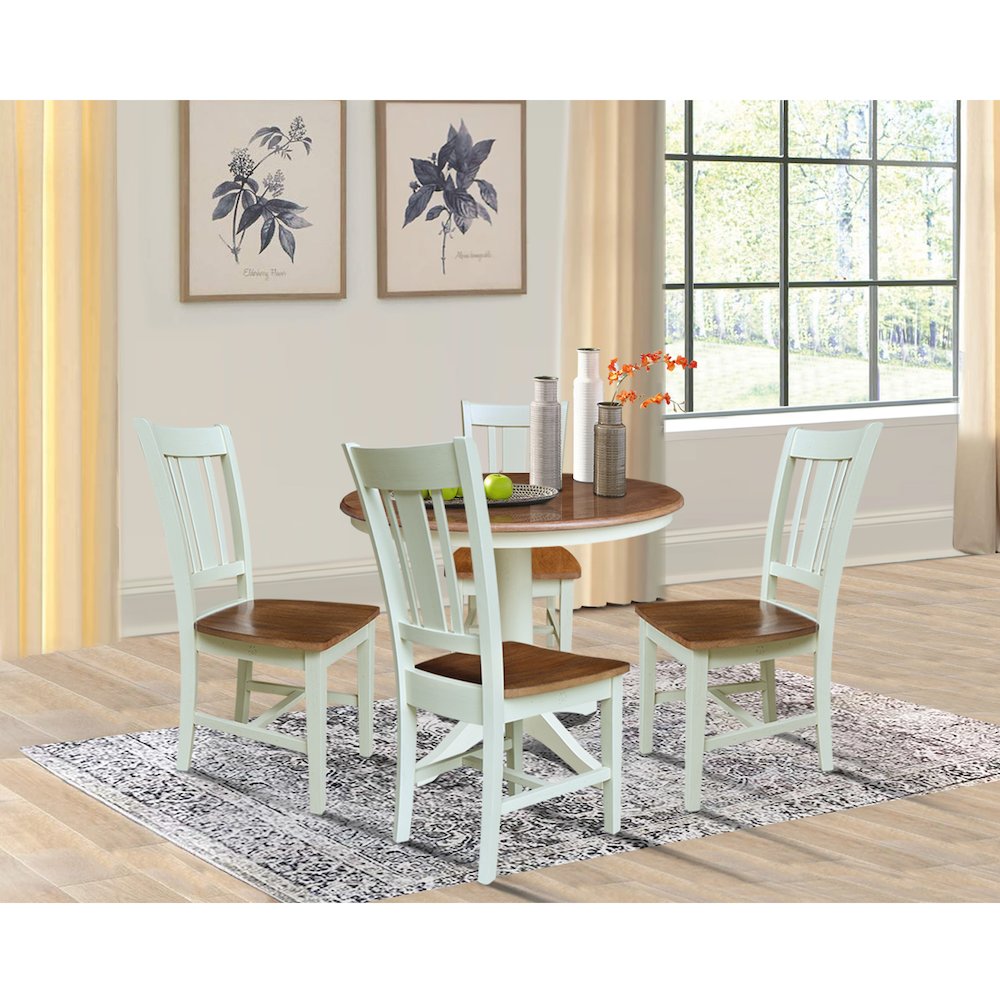 36" Round Extension Dining Table with 4 Chairs. Picture 4
