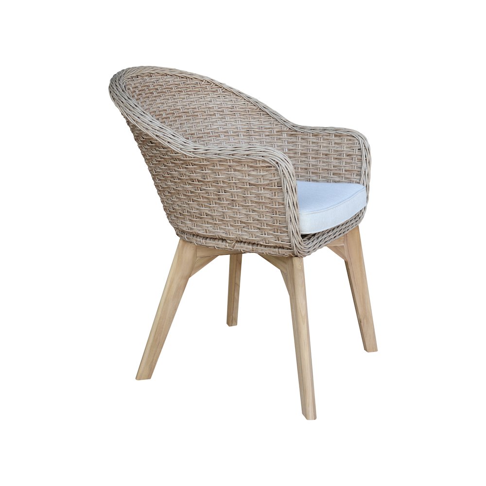 Outdoor Set of Two Wicker Dining Chairs with Cusions, Natural. Picture 7