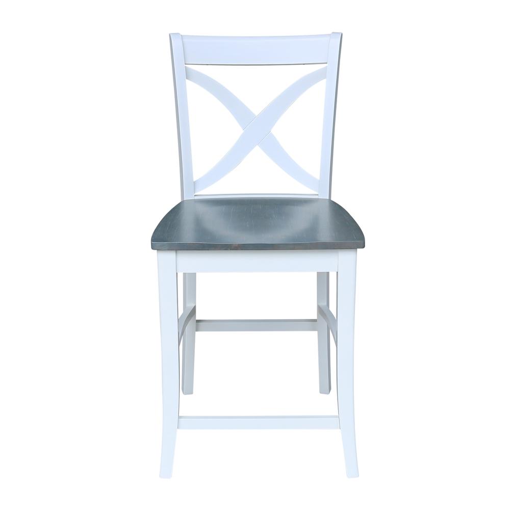 Vineyard Counter height Stool - 24" Seat Height, White/Heather gray. Picture 8