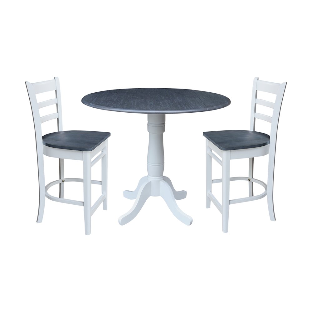 42" Round Pedestal Table with Two Counter Height Stools. Picture 1