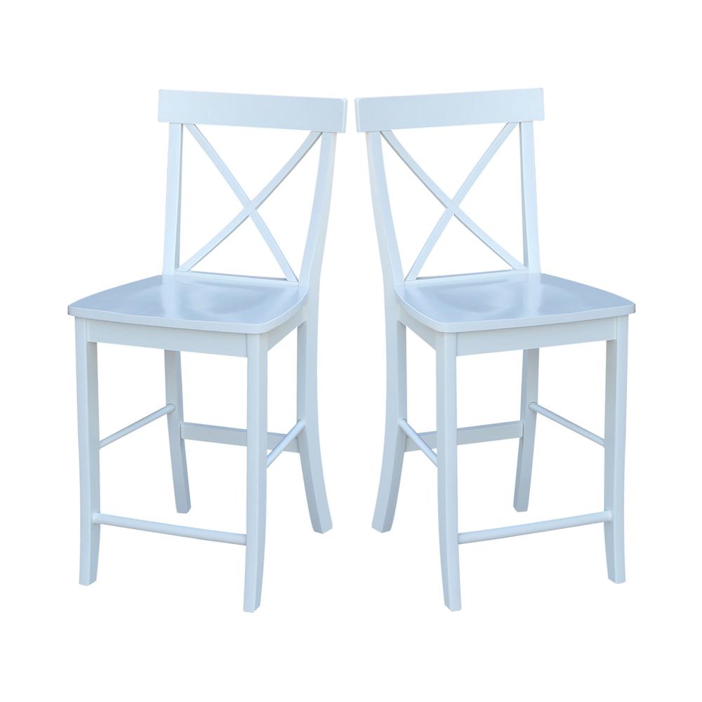X-Back Counter height Stool - 24" Seat Height, White. Picture 3