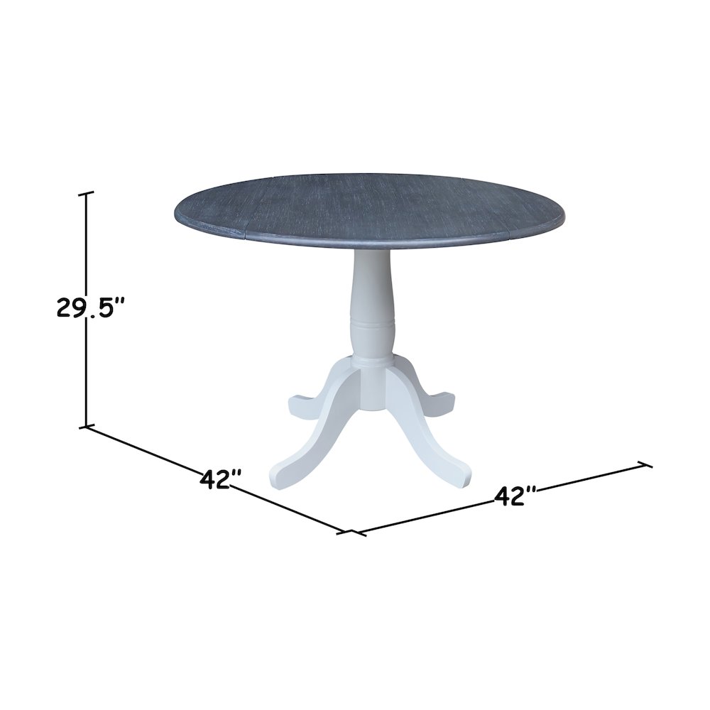 42" Round Top Dual Drop Leaf Pedestal Table with 4 Dining Chairs. Picture 3