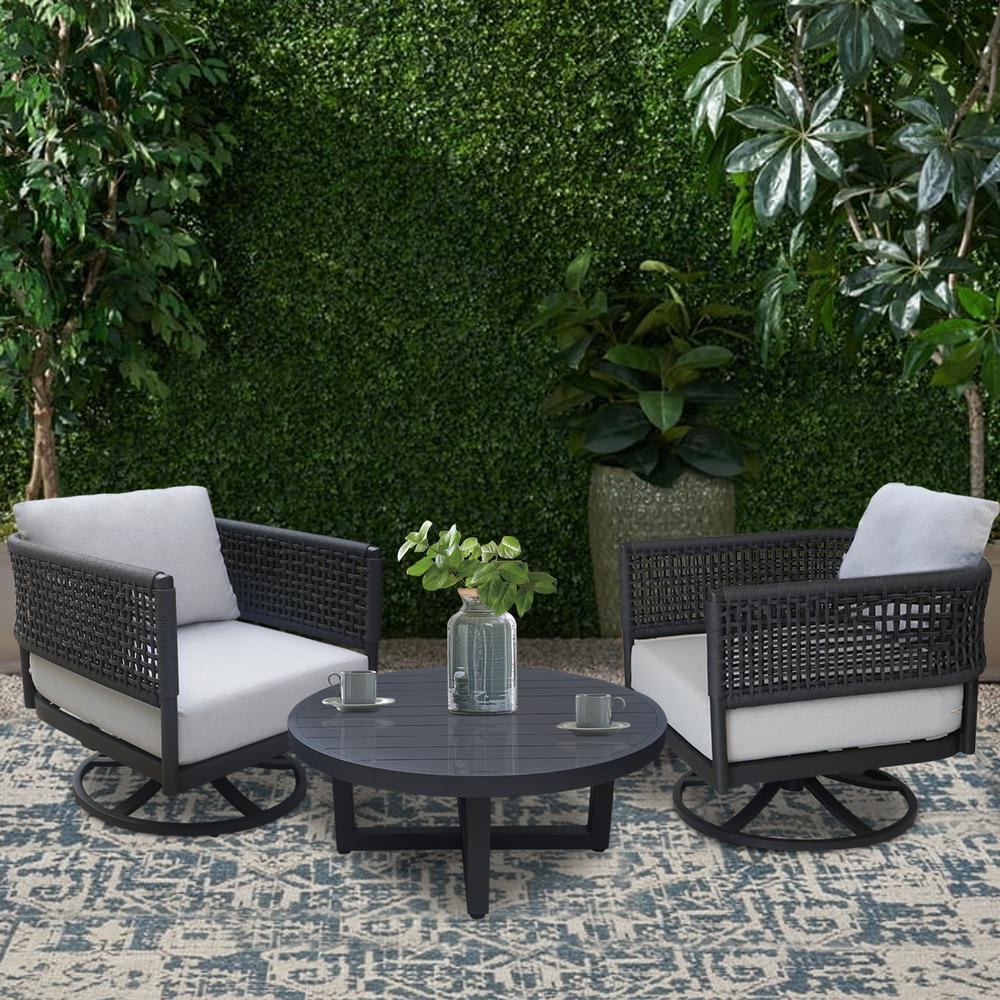 Outdoor 3 Piece Woven Abaca Rope Patio Furniture. Picture 5