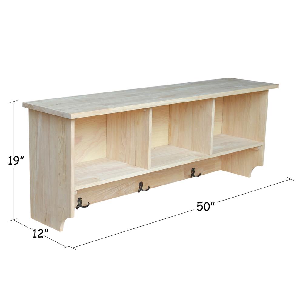 Wall Shelf Unit with Storage, Unfinished. Picture 2