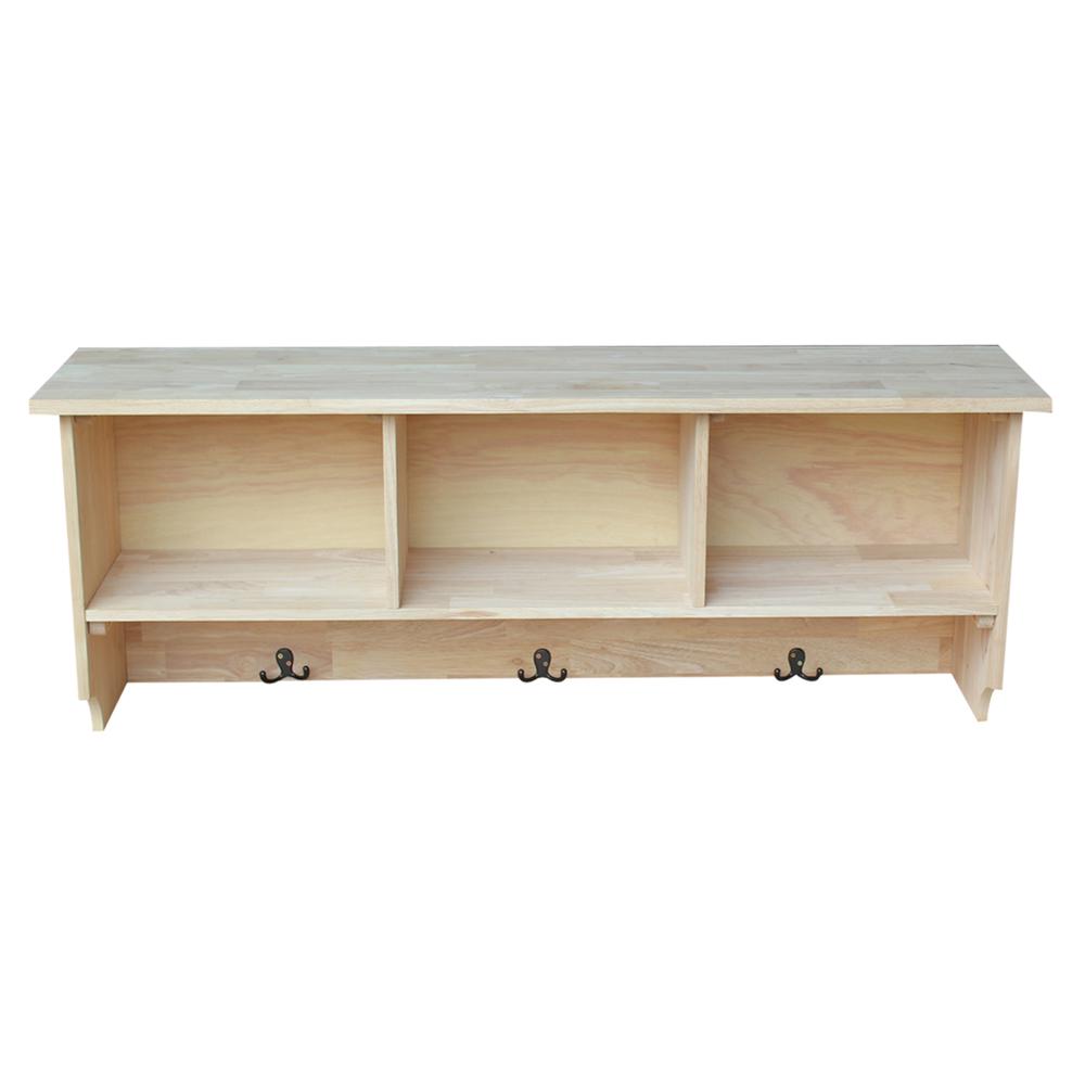 Wall Shelf Unit with Storage, Unfinished. Picture 4