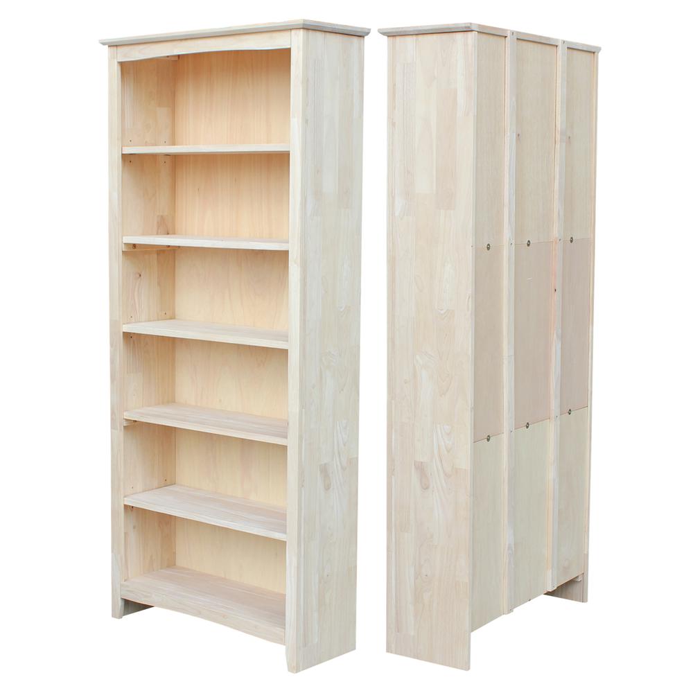 Shaker Bookcase - 72"H, Unfinished. Picture 4