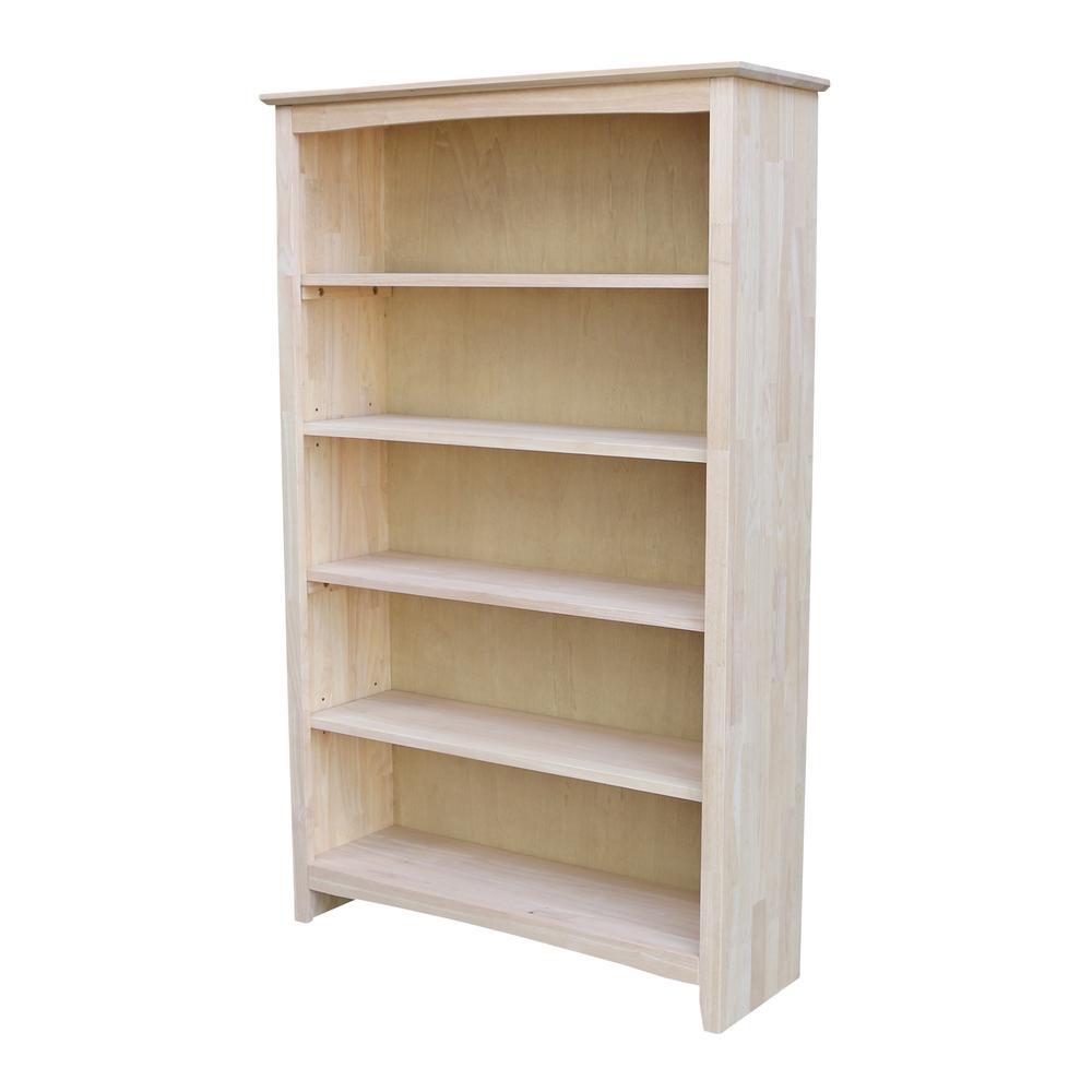 Shaker Bookcase - 60 in H, Unfinished. Picture 1