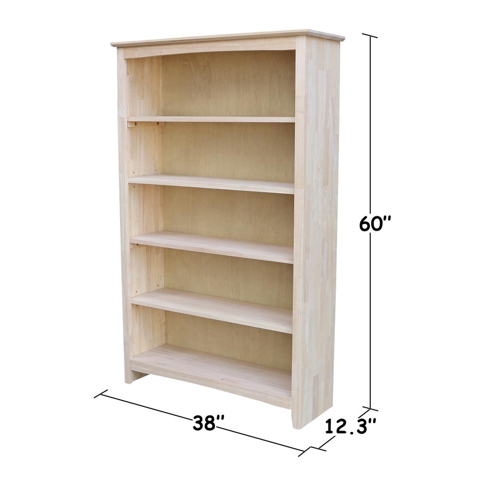 Shaker Bookcase - 60 in H, Unfinished. Picture 7