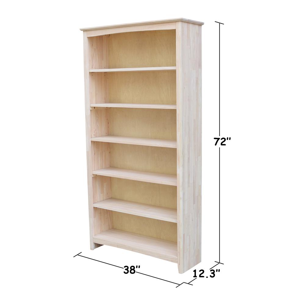Shaker Bookcase - 72 in H, Unfinished. Picture 7