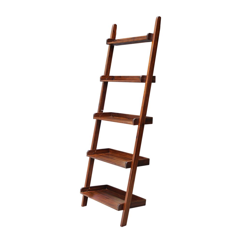 Lean To Shelf Unit, With 5 Shelves, Espresso. Picture 8