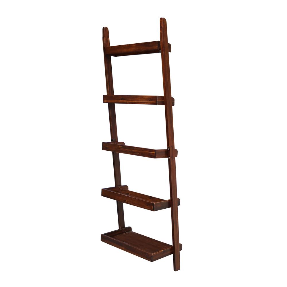 Lean To Shelf Unit, With 5 Shelves, Espresso. Picture 2