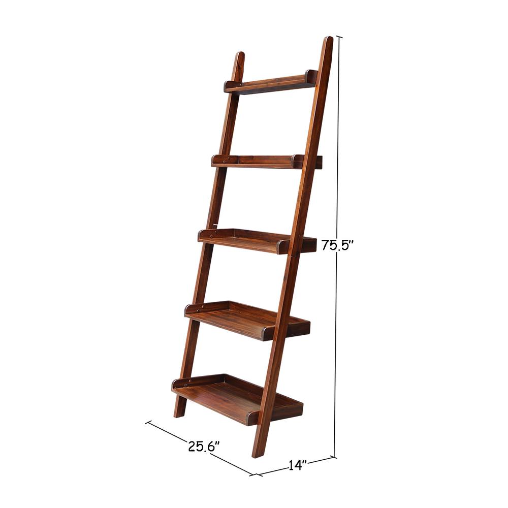 Lean To Shelf Unit, With 5 Shelves, Espresso. Picture 3