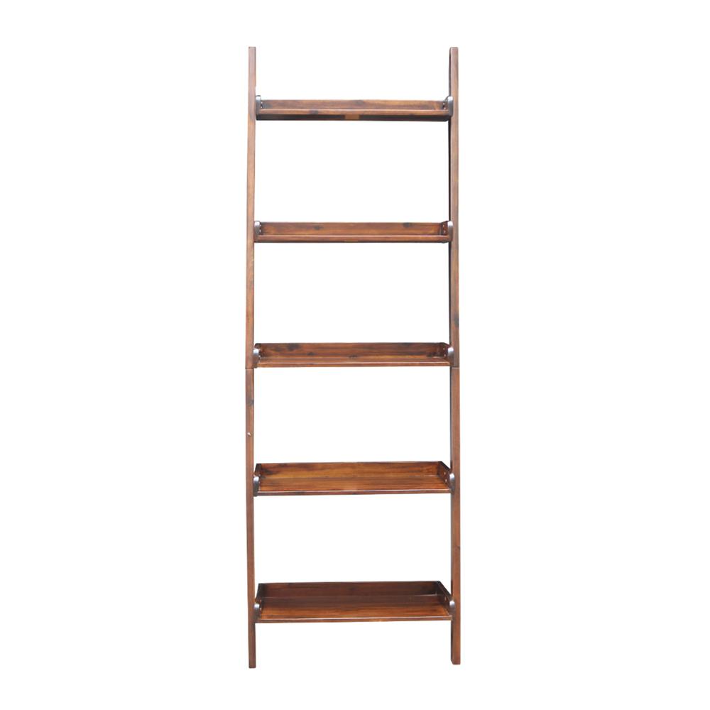 Lean To Shelf Unit, With 5 Shelves, Espresso. Picture 4