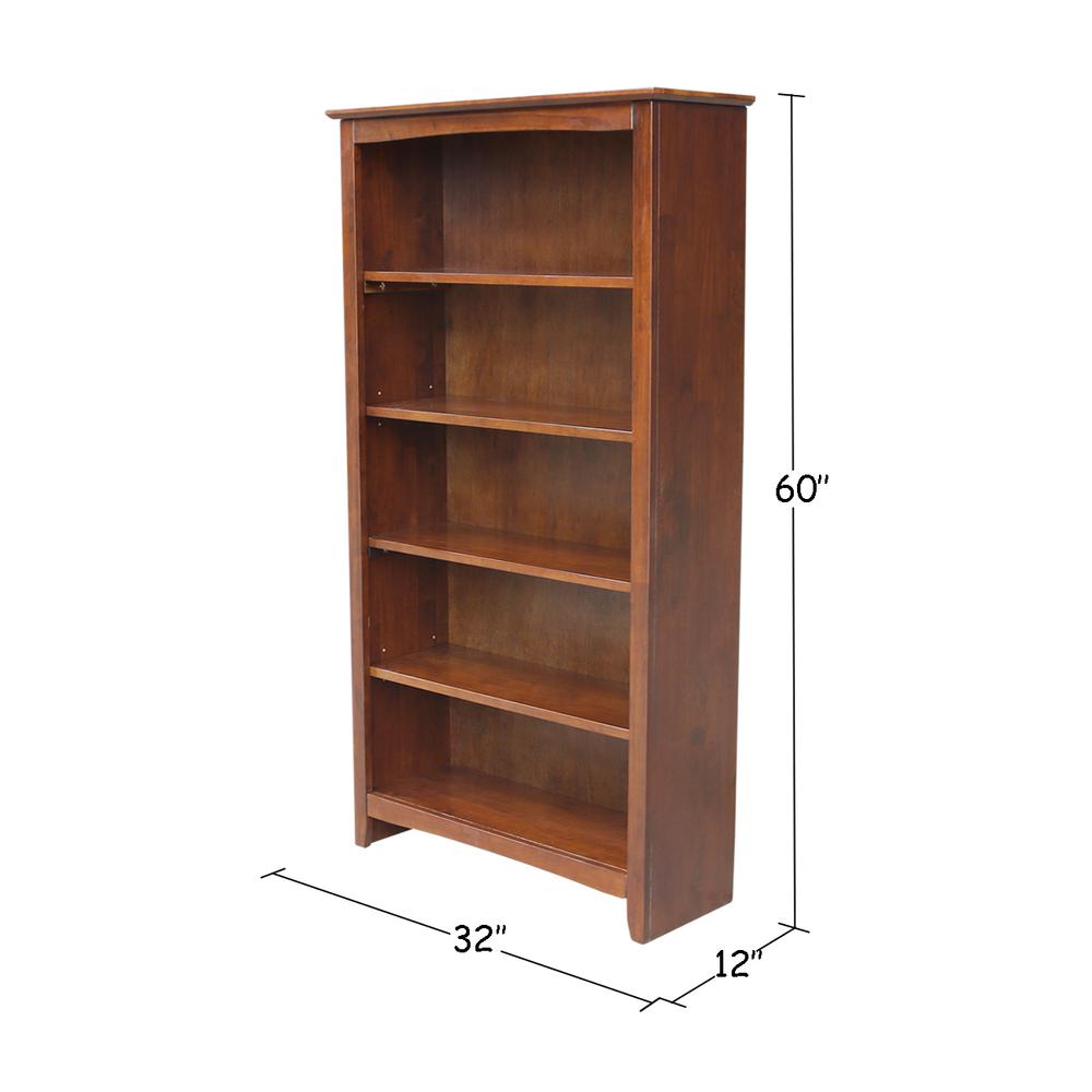 Shaker Bookcase - 60"H, Espresso. Picture 7