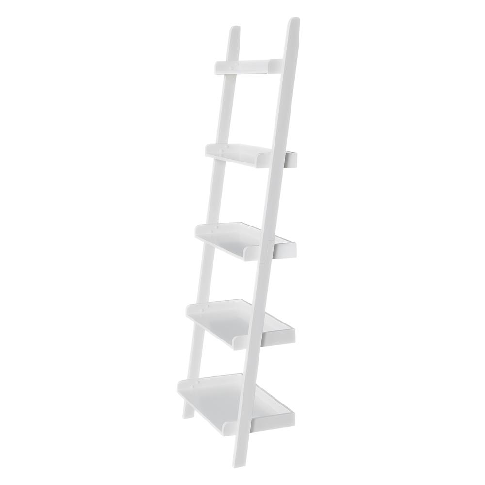 Lean To Shelf Unit With 5 Shelves, Linen white. Picture 5