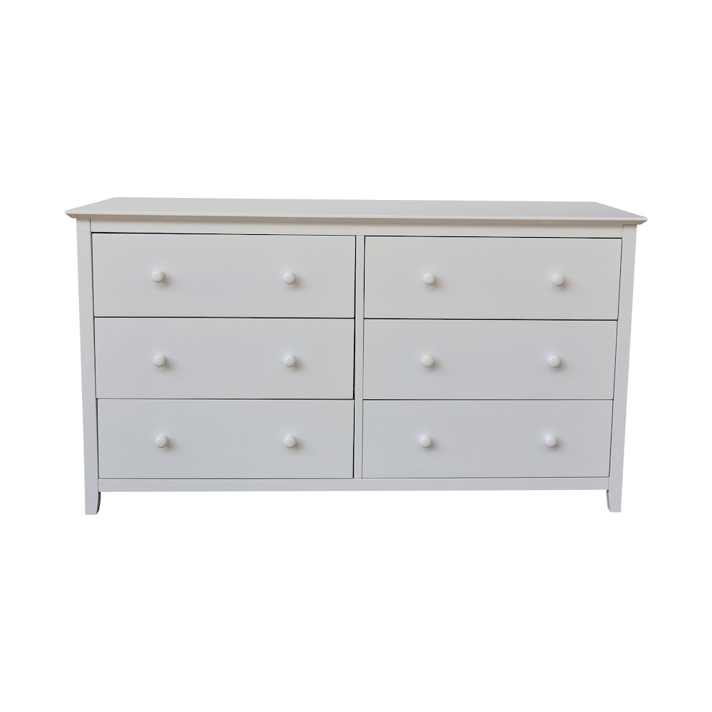 Solid Wood Bedroom Dresser with 6 Drawers, White. Picture 2