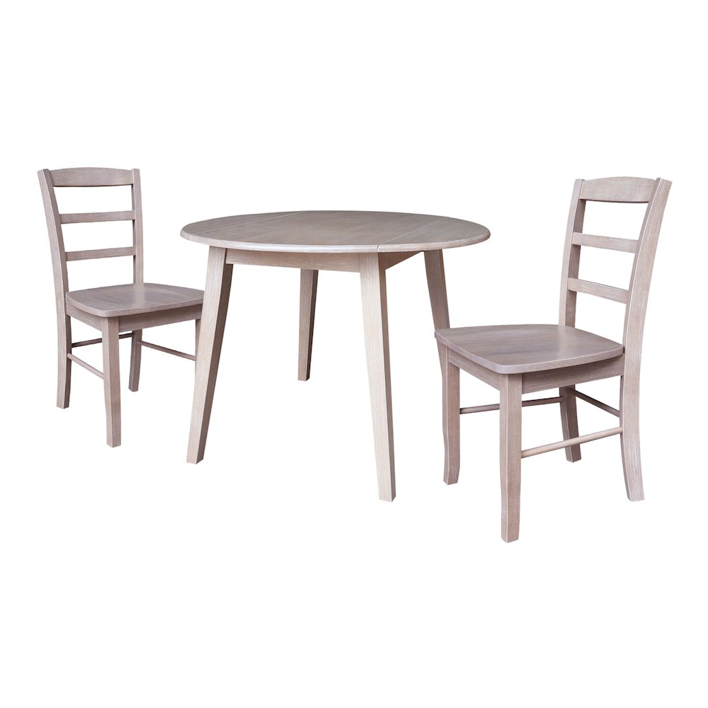 42" Round Dual Drop Leaf Dining Table with 2 Chairs. Picture 1