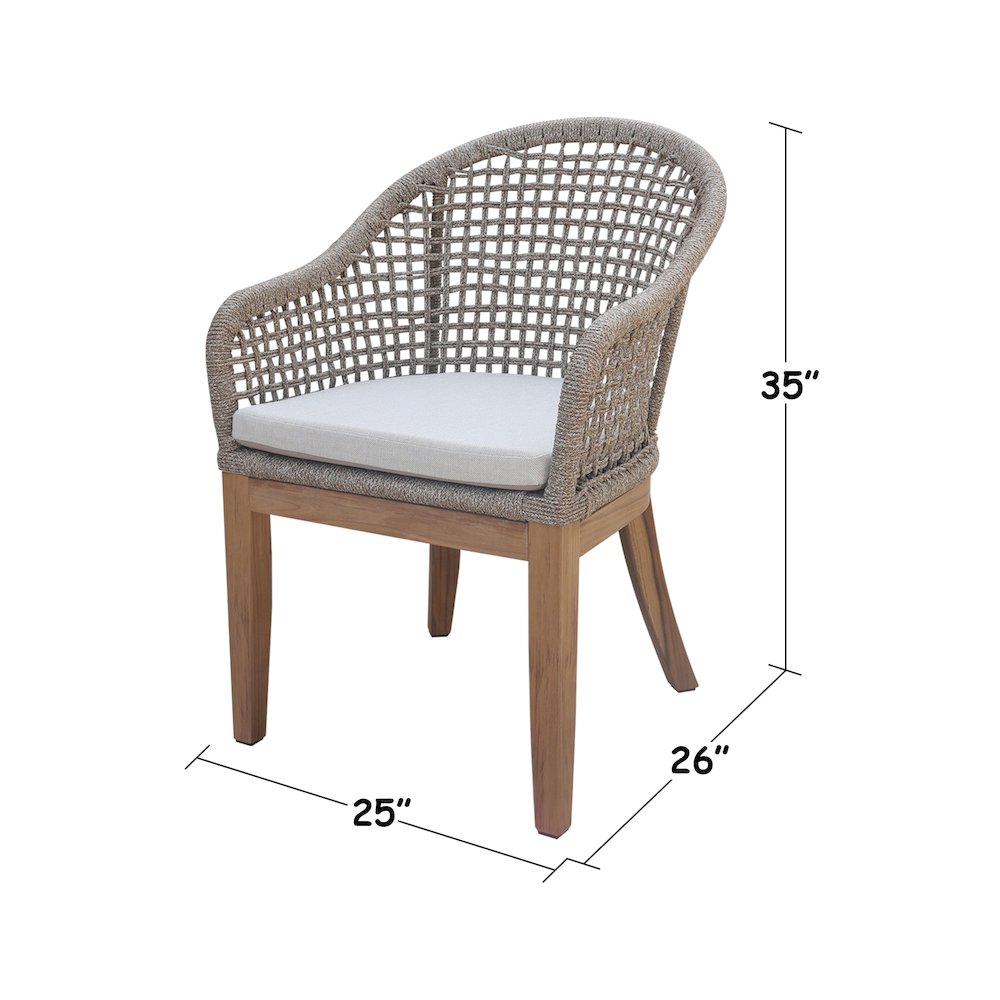 Outdoor 7 Piece Teak Patio Furniture Set with a Table and 6 Chairs,Natural/White. Picture 7