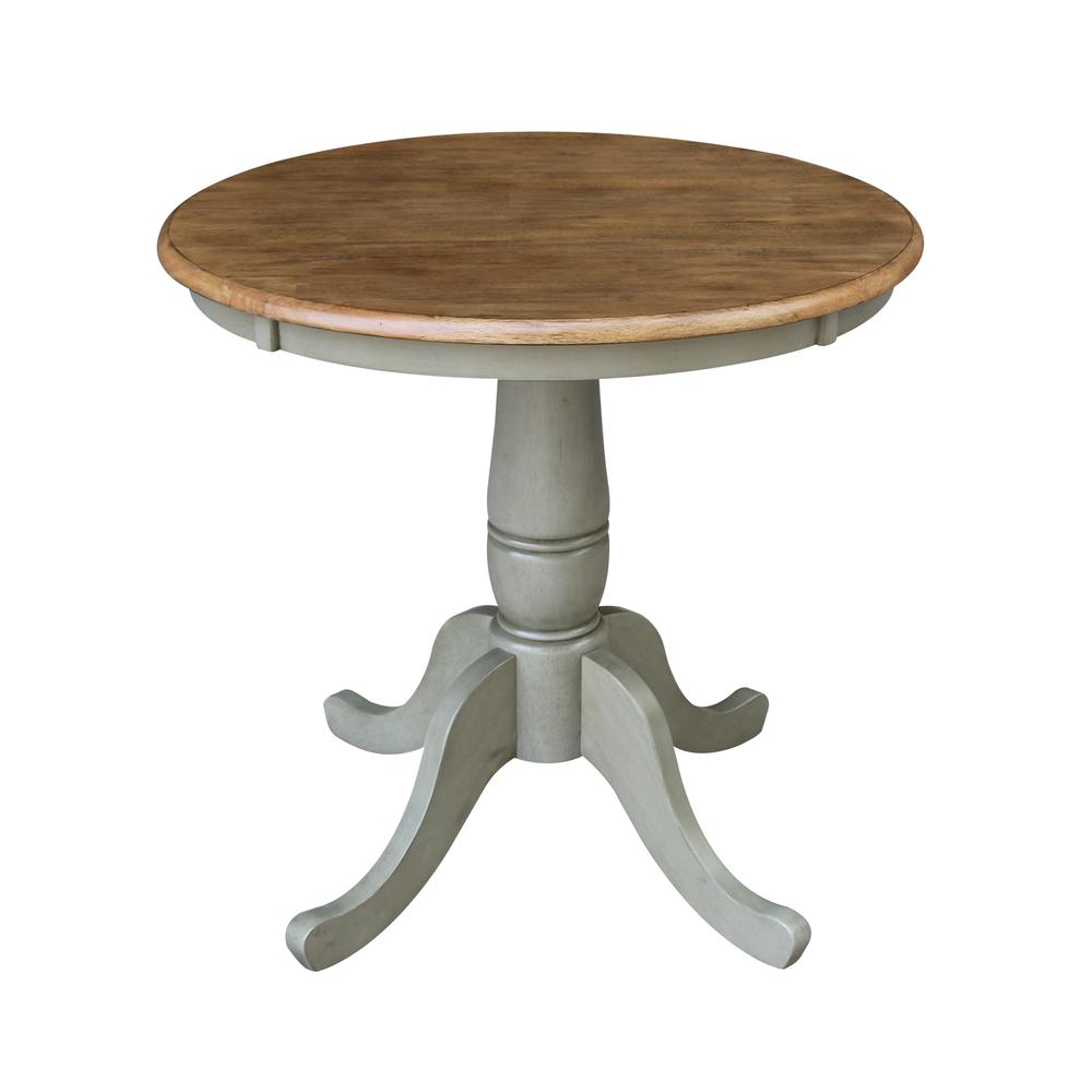 30" Round Top Pedestal Dining Table with 2 Madrid Ladderback Chairs. Picture 3