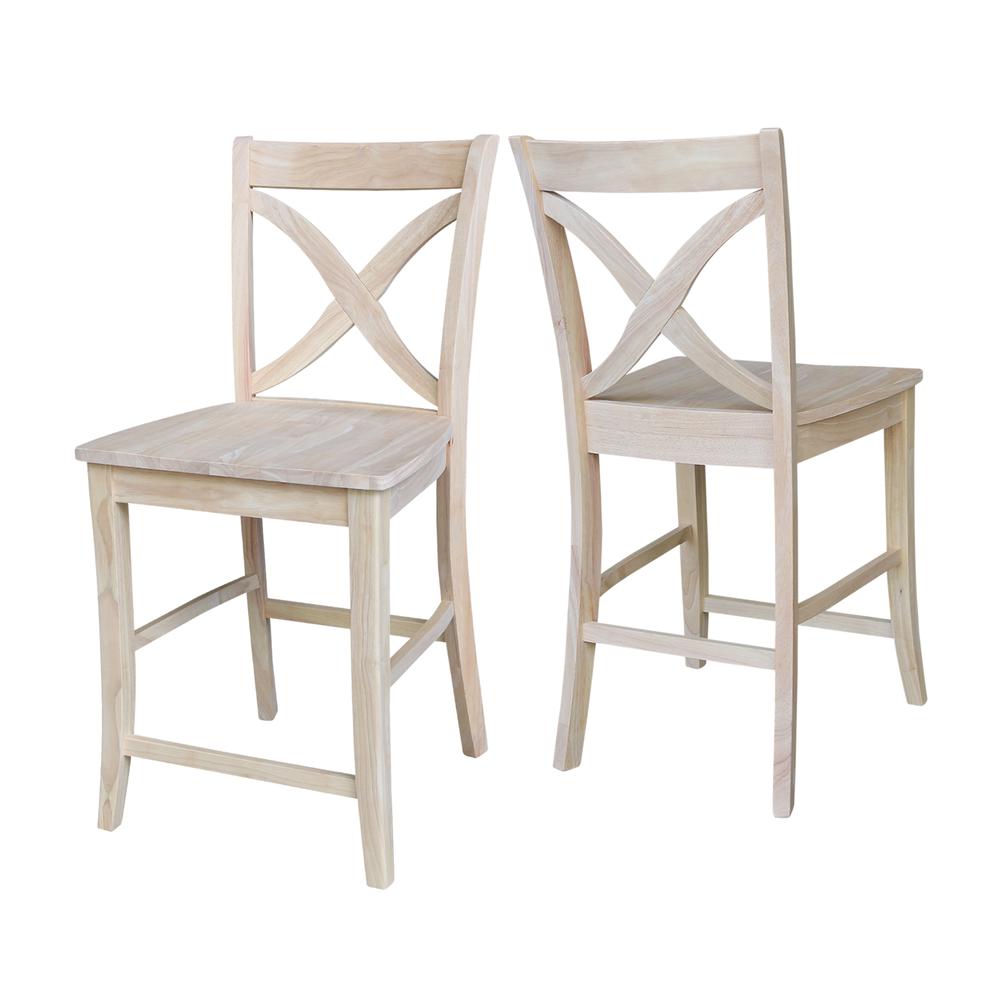 Vineyard Counter height Stool - 24" Seat Height, Unfinished. Picture 7