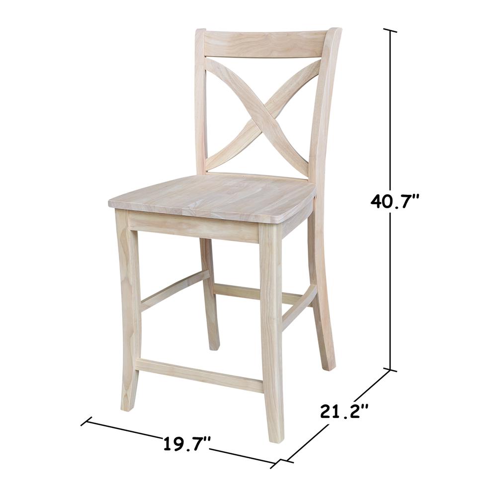 Vineyard Counter height Stool - 24" Seat Height, Unfinished. Picture 6