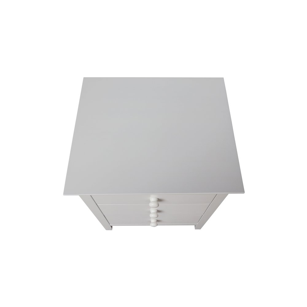 Solid Wood Bedroom Nightstand with 3 Drawers, White. Picture 6