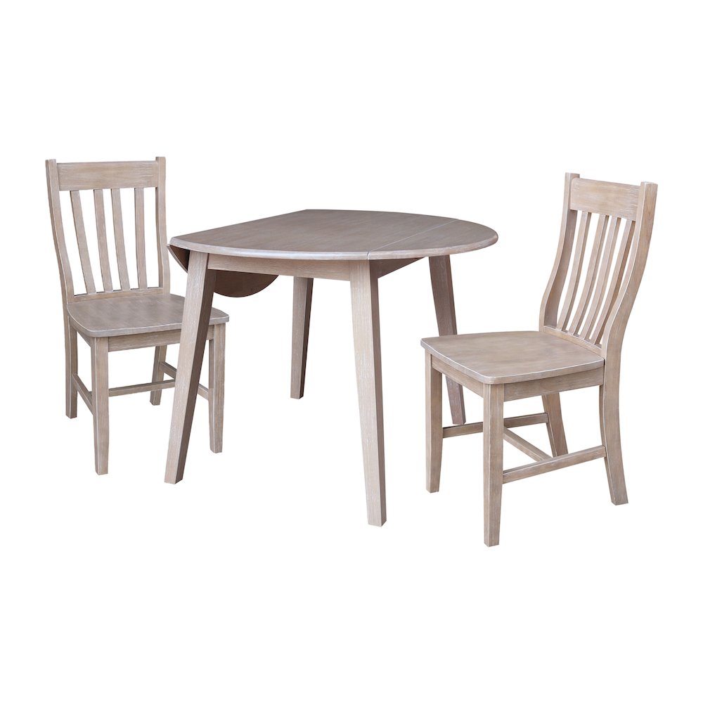 42" Round Dual Drop Leaf Dining Table with 2 Chairs. Picture 2