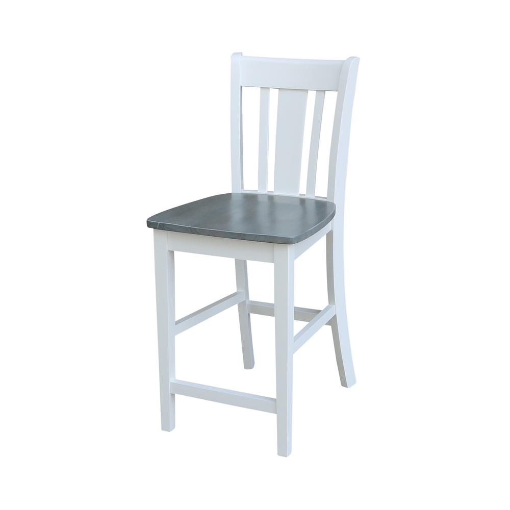 San Remo Counterheight Stool - 24" Seat Height, White/Heather Gray. Picture 1