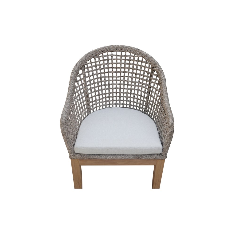 Outdoor 7 Piece Teak Patio Furniture Set with a Table and 6 Chairs,Natural/White. Picture 4