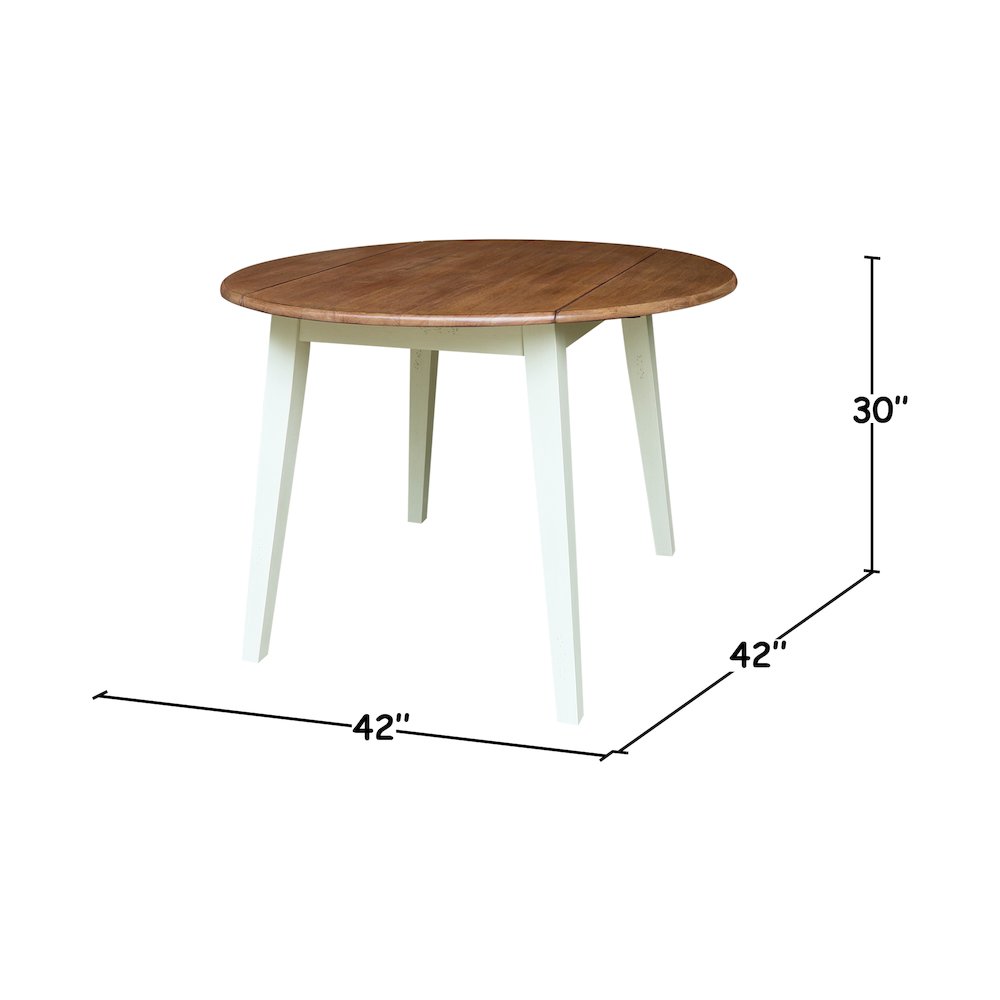 Solid Wood 42" Round Dual Drop Leaf Dining Table. Picture 6