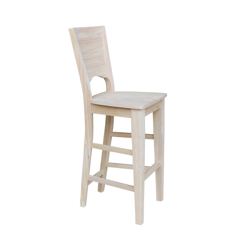 Canyon Collection Solid Back Bar height Stool - 30" Seat Height, Unfinished. Picture 5
