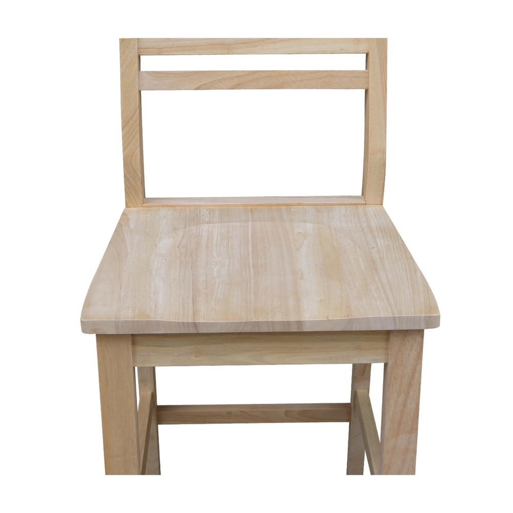 Aspen Counter height Slat Stool - 24" Seat Height, Unfinished. Picture 2